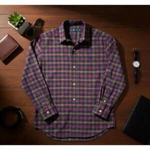 Ralph Lauren Mens Classic Fit Plaid Long Sleeve Button-Down Shirt Size L Multico